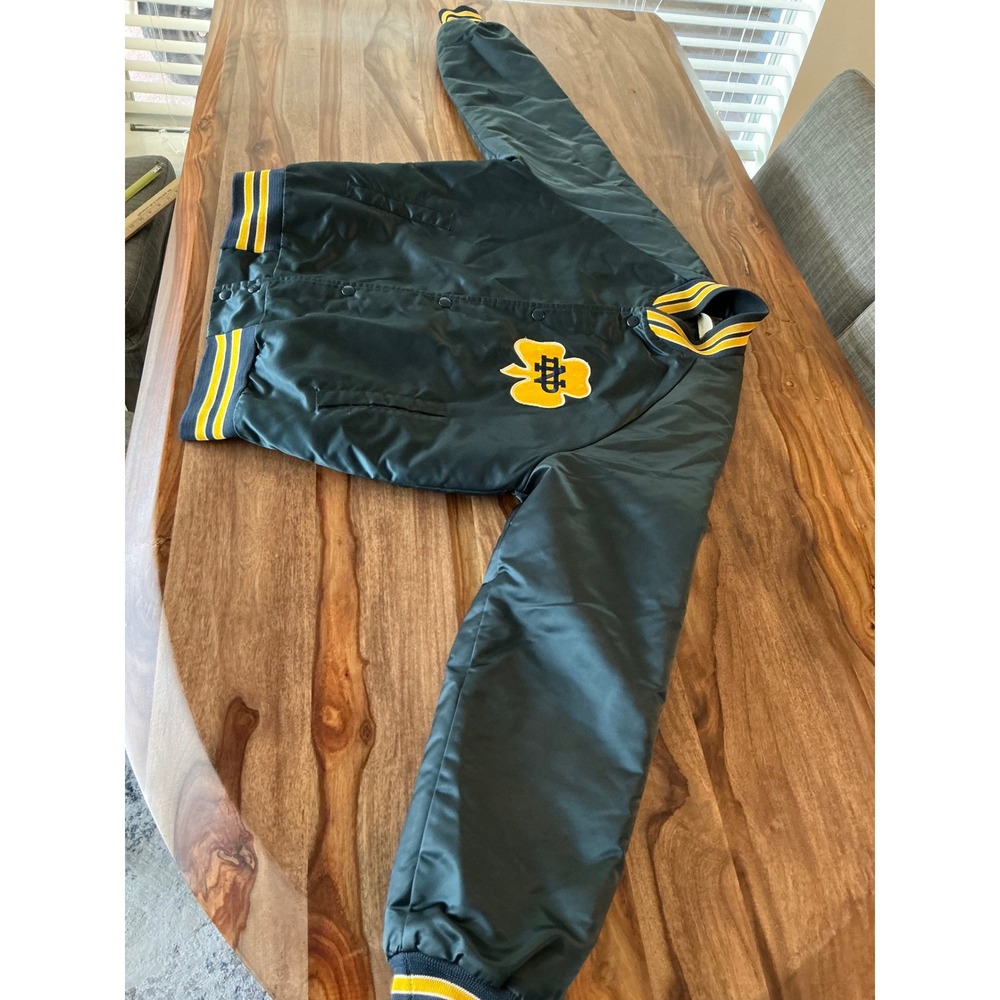 Vintage 80s Chalk Line Notre Dame Fighting Irish Satin Bomber Jacket USA Made L - Picture 12 of 12